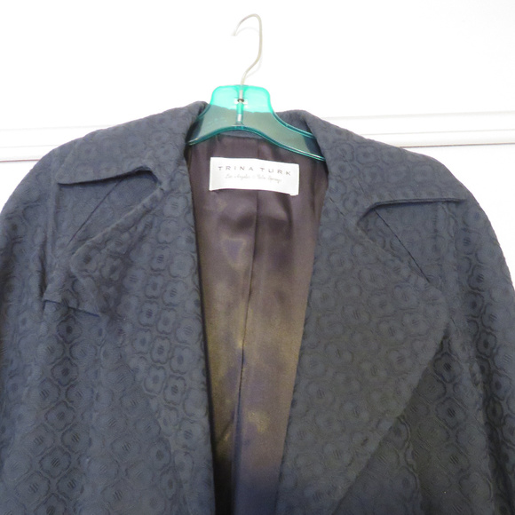 Navy blue jacquered overcoat - Picture 7 of 12